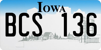 IA license plate BCS136