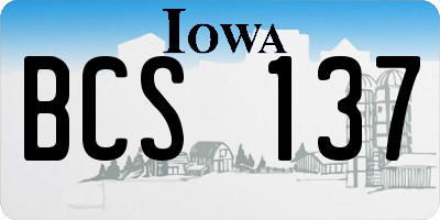 IA license plate BCS137