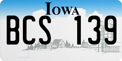 IA license plate BCS139