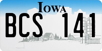 IA license plate BCS141