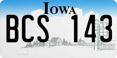 IA license plate BCS143
