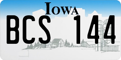 IA license plate BCS144
