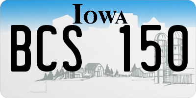 IA license plate BCS150