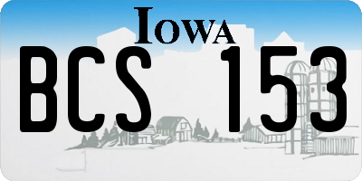 IA license plate BCS153