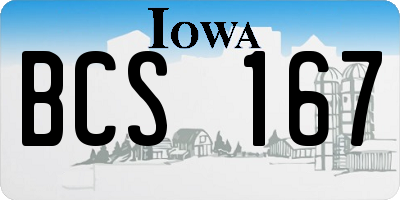 IA license plate BCS167