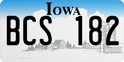 IA license plate BCS182