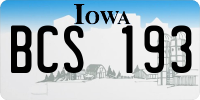 IA license plate BCS193