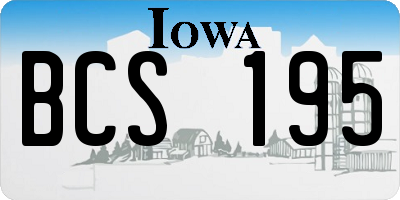 IA license plate BCS195