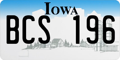 IA license plate BCS196
