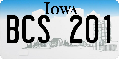 IA license plate BCS201