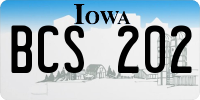 IA license plate BCS202