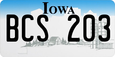 IA license plate BCS203