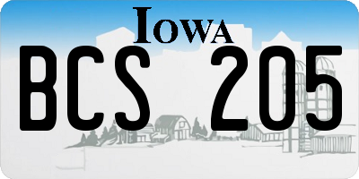 IA license plate BCS205