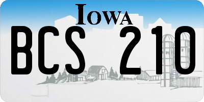 IA license plate BCS210