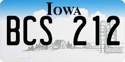 IA license plate BCS212