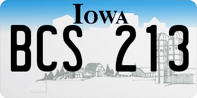 IA license plate BCS213
