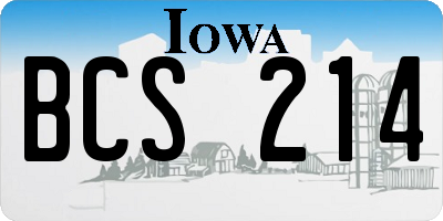 IA license plate BCS214
