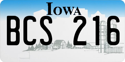 IA license plate BCS216