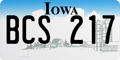 IA license plate BCS217