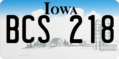 IA license plate BCS218