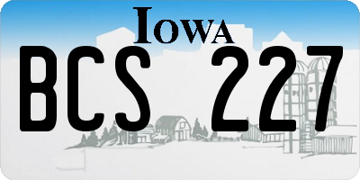 IA license plate BCS227