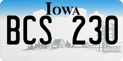IA license plate BCS230