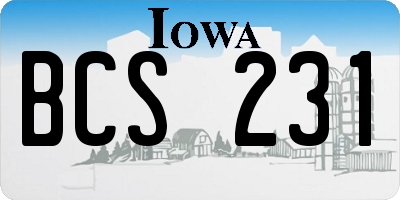 IA license plate BCS231