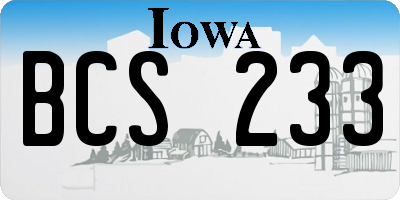 IA license plate BCS233
