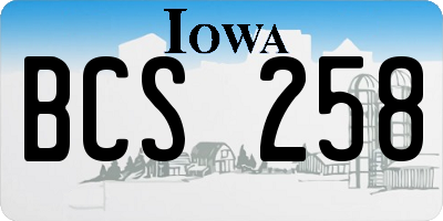 IA license plate BCS258