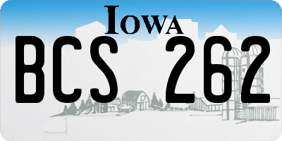 IA license plate BCS262