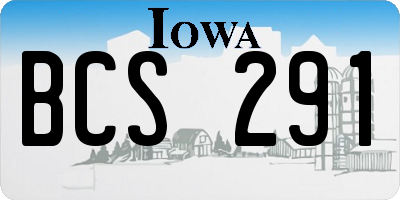 IA license plate BCS291