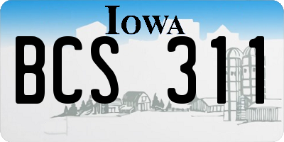 IA license plate BCS311