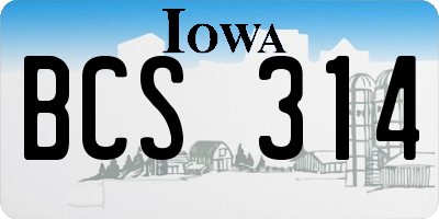 IA license plate BCS314