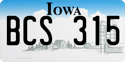 IA license plate BCS315