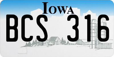 IA license plate BCS316