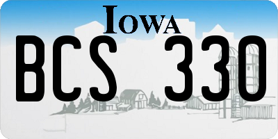IA license plate BCS330