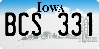 IA license plate BCS331