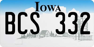 IA license plate BCS332