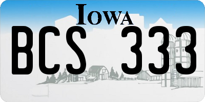 IA license plate BCS333