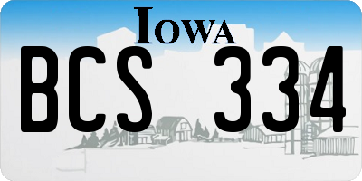 IA license plate BCS334