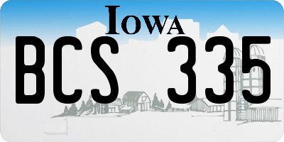 IA license plate BCS335