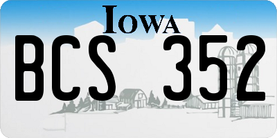 IA license plate BCS352