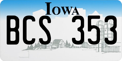 IA license plate BCS353
