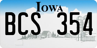IA license plate BCS354