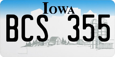IA license plate BCS355