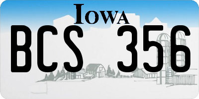 IA license plate BCS356