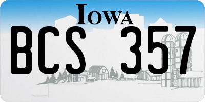 IA license plate BCS357