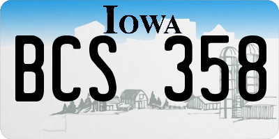 IA license plate BCS358