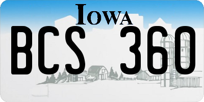 IA license plate BCS360