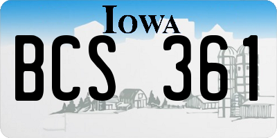 IA license plate BCS361